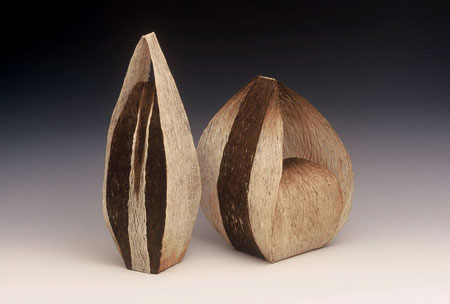 Buta - 12" x 8" x 8" Kutu - 16" x 5" x 6"  bark fiber, waxed linen 