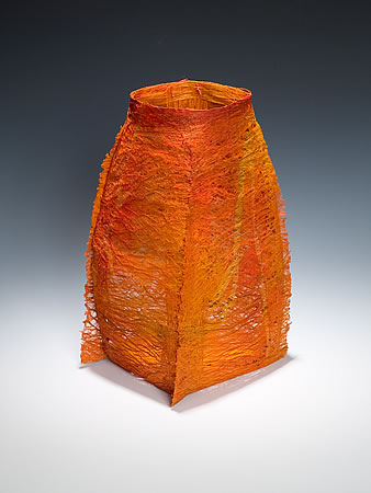 11" x 6 " x 6 " bark fiber, waxed linen